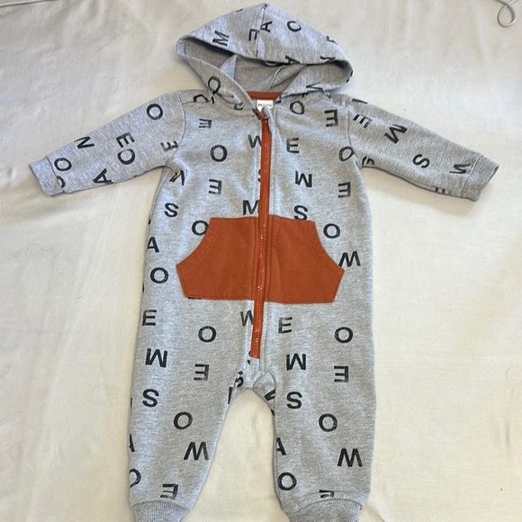 PL Baby - Gray Jumpsuit with Hood and Zipper - Picture 1 of 4